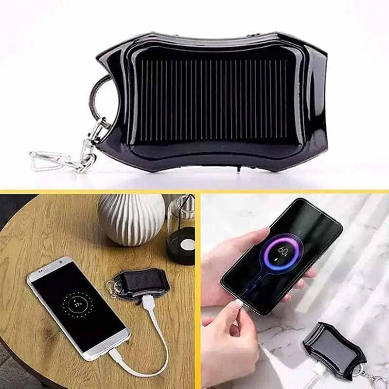Compact Solar Keychain Power Bank with 1500mAh Capacity and LED Light