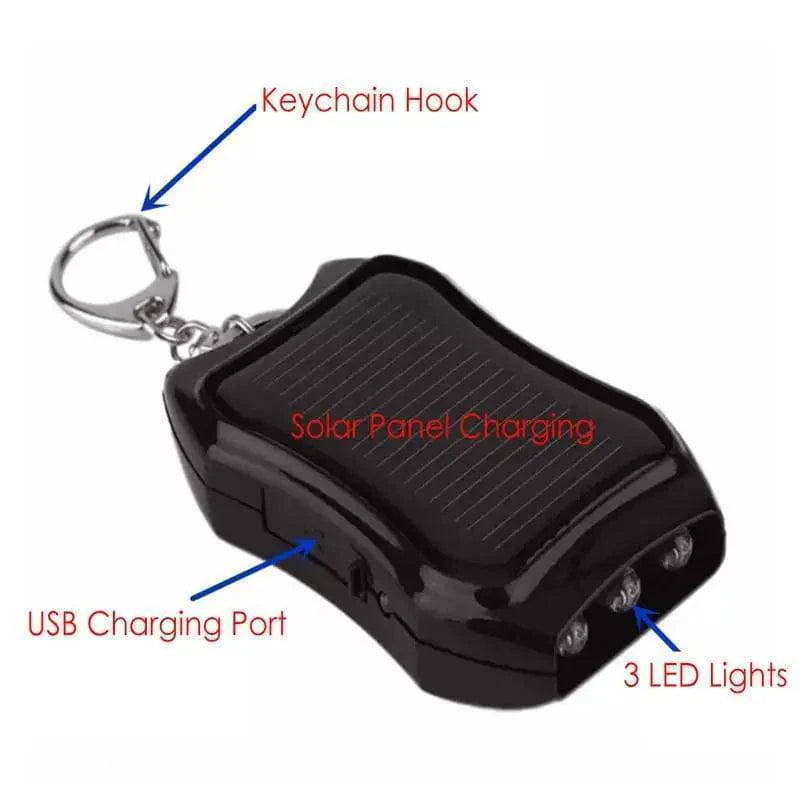 Compact Solar Keychain Power Bank with 1500mAh Capacity and LED Light