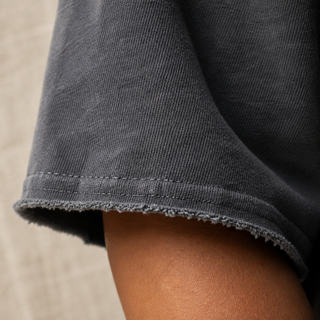 SilhouetteAura™ – Oversized Raw-Edge Cotton Tee and Shorts Set
