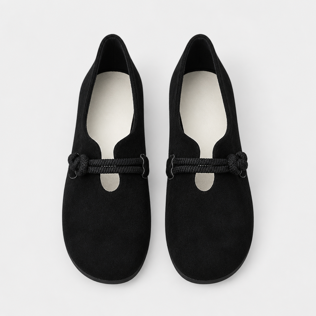 SolaraStep™ – Slipper-Soft Suede Flats with Rope Tie Detail