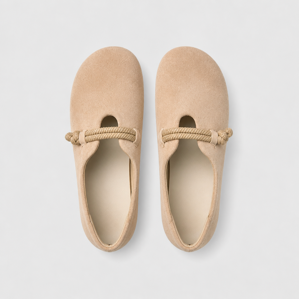 SolaraStep™ – Slipper-Soft Suede Flats with Rope Tie Detail