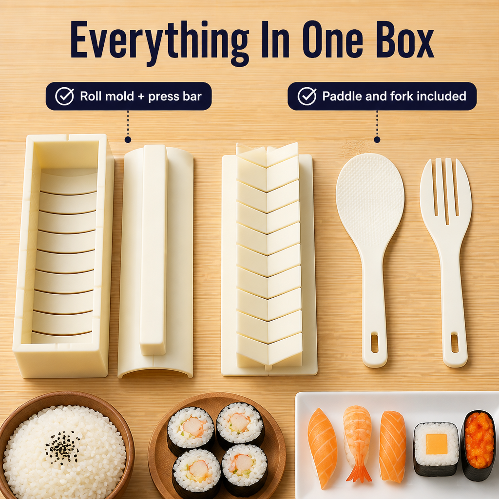 RollMaster™ — Press Restaurant-Tight Sushi Rolls and Slice Even Pieces Every Time