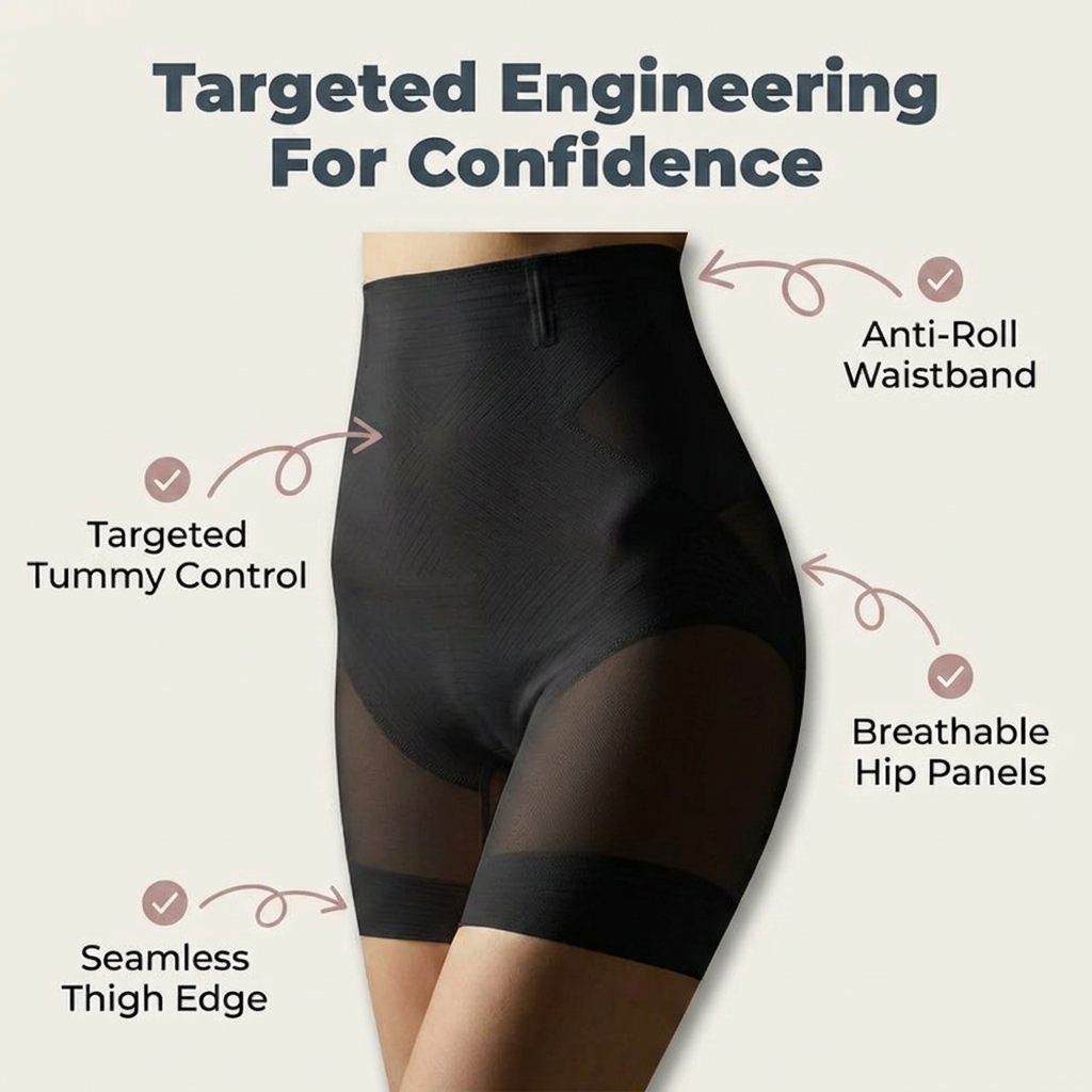 SilhouetteSculpt™ – High-Waisted Seamless Shaping Shorts with Anti-Roll Waistband