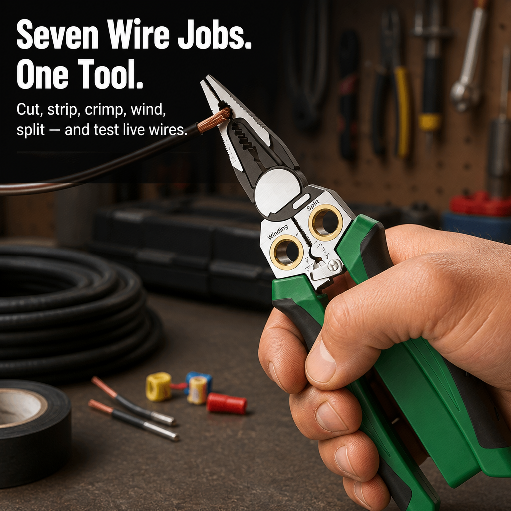 VoltEdge™ — Strip, Cut, Crimp & Spot Live Wires With One Tool