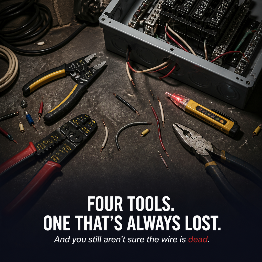 VoltEdge™ — Strip, Cut, Crimp & Spot Live Wires With One Tool