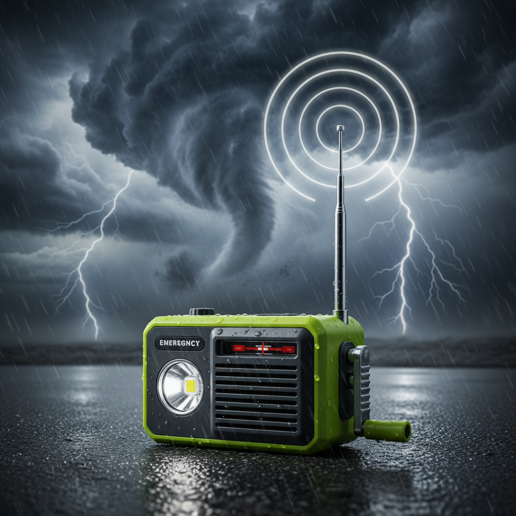 Portable Emergency Radio with Solar Power – Multi-Function Safety Device for Outdoor Use, Travel, and Power Interruptions
