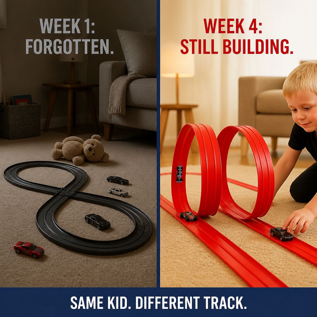 RapidRace™ — Snap a Race Track Onto Any Wall, Window, or Fridge