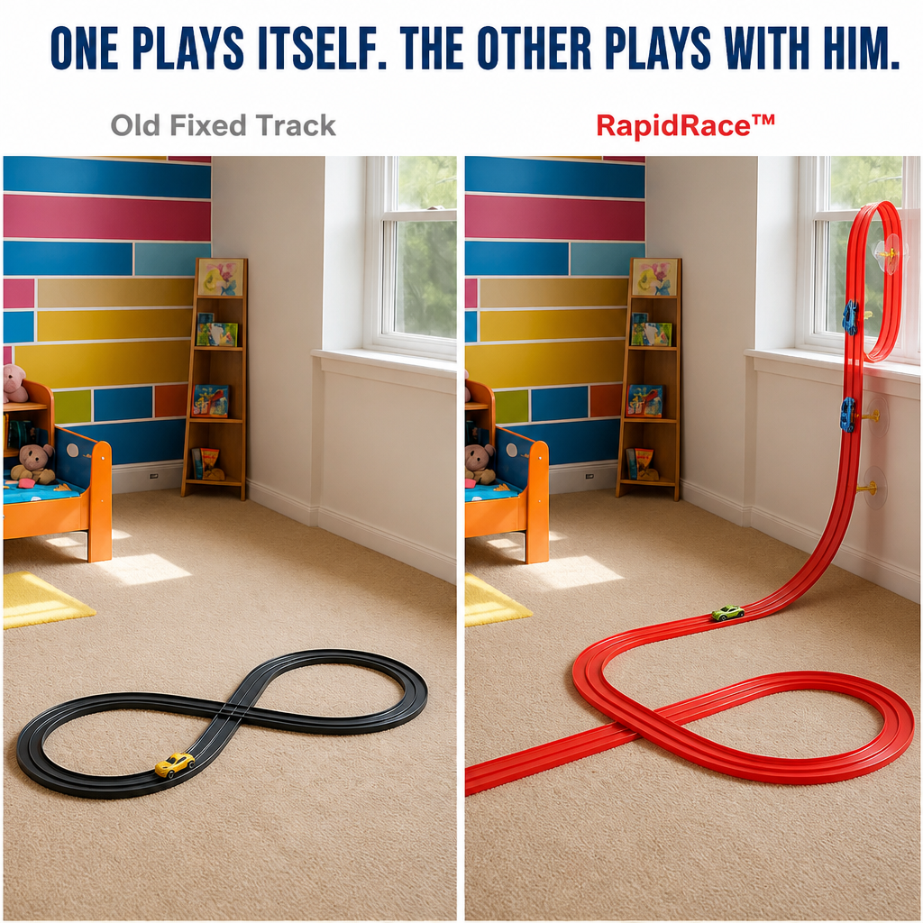 RapidRace™ — Snap a Race Track Onto Any Wall, Window, or Fridge