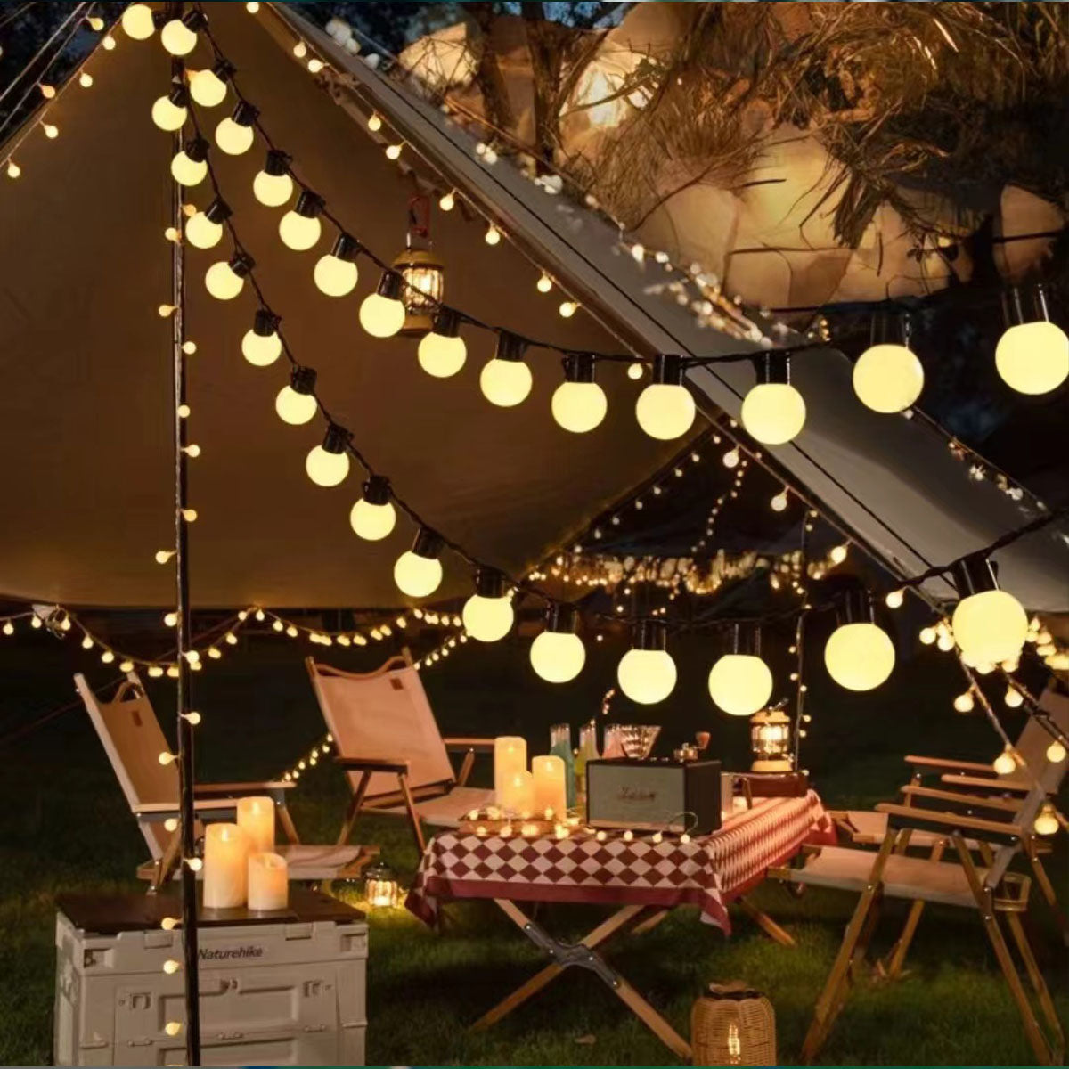 Waterproof LED Globe String Lights for Outdoor Camping - Multi-Power