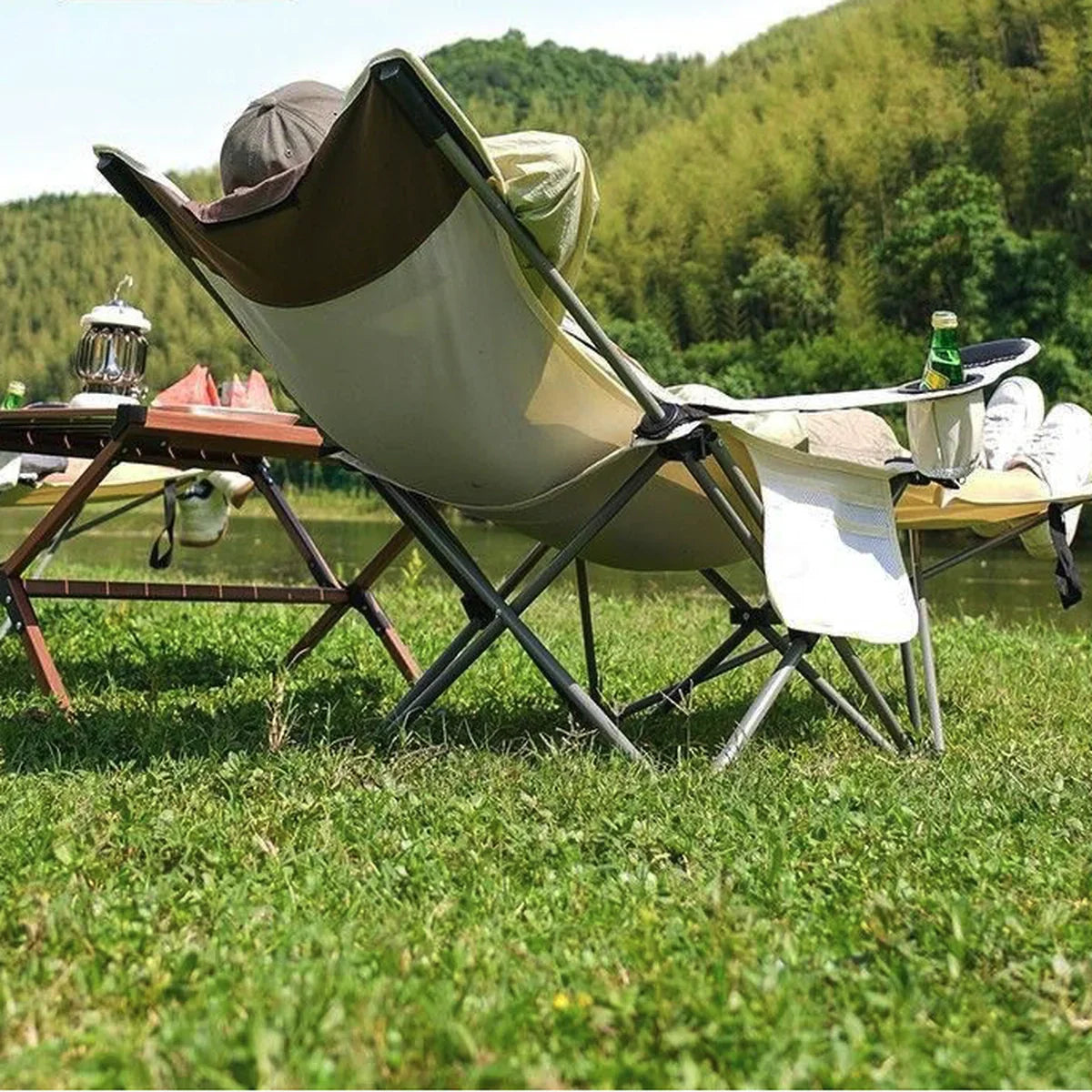 Portable Camping Chair with Reclining Feature for Outdoor Use