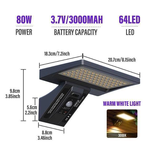 LED Street Lamp with Solar Power, Waterproof IP65 for Outdoor Use