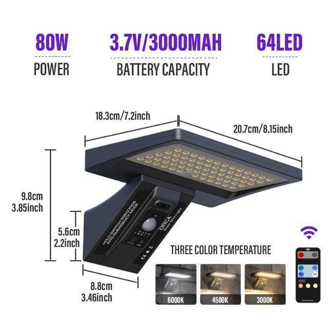 LED Street Lamp with Solar Power, Waterproof IP65 for Outdoor Use