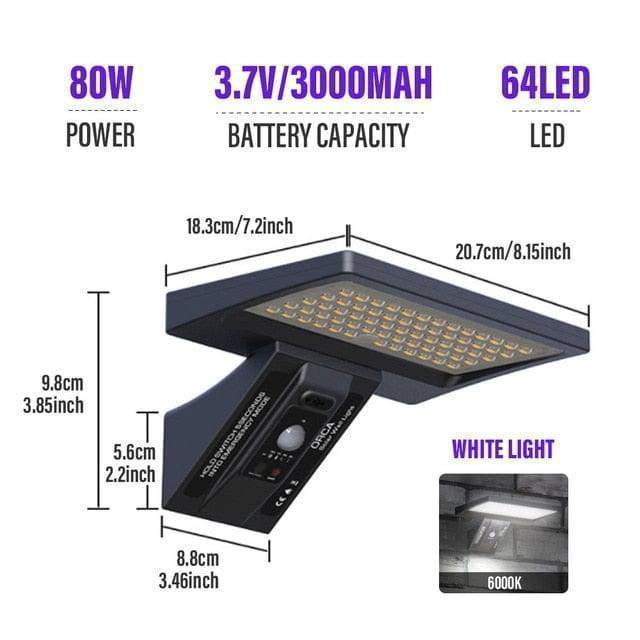 LED Street Lamp with Solar Power, Waterproof IP65 for Outdoor Use