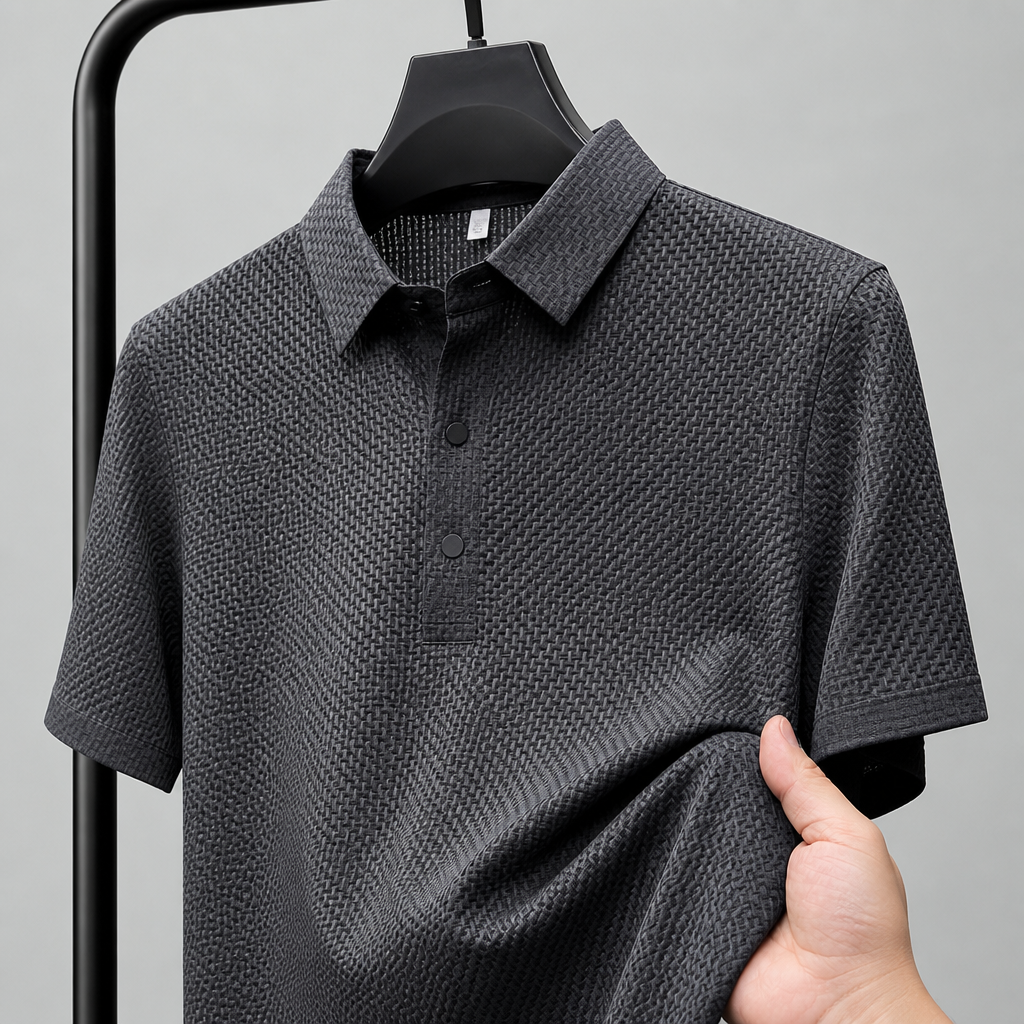 VentraBreeze™ – Cooling Textured Knit Polo with Snap-Button Placket