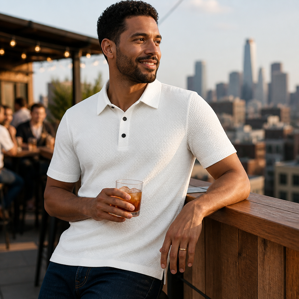 VentraBreeze™ – Cooling Textured Knit Polo with Snap-Button Placket