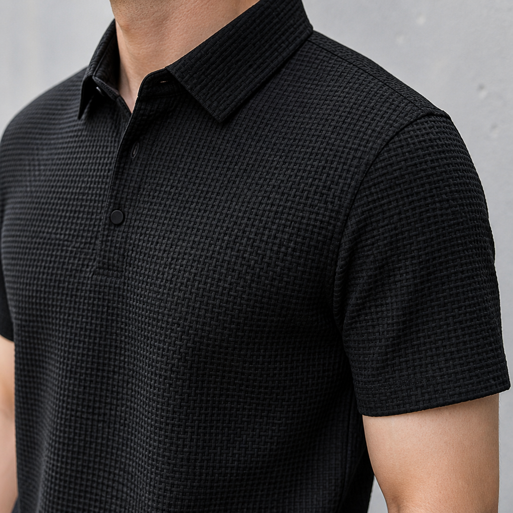 VentraBreeze™ – Cooling Textured Knit Polo with Snap-Button Placket