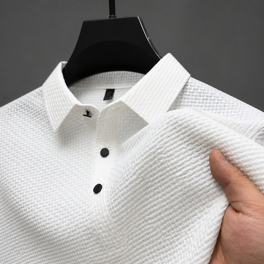 VentraBreeze™ – Cooling Textured Knit Polo with Snap-Button Placket