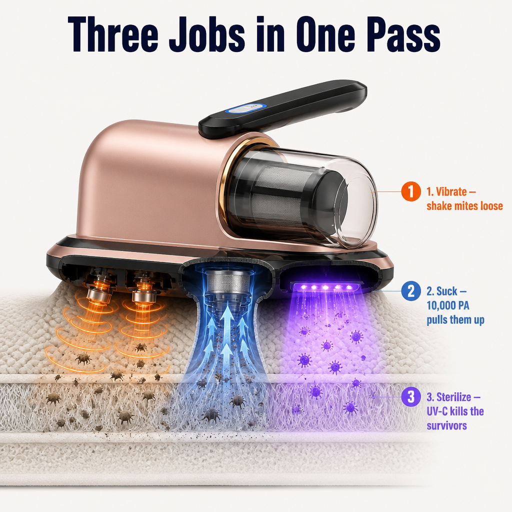 NanoPurify™ — Pull Hidden Dust Mites Out of Your Mattress in One Pass