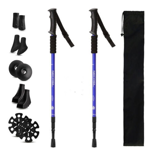 Pair of Adjustable Trekking Poles with Anti-Shock Feature