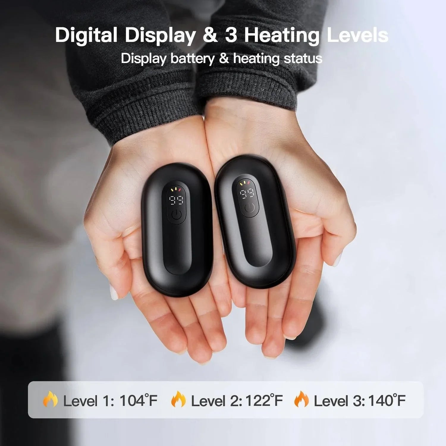 Rechargeable Hand Warmers with Digital Screen and Magnetic Design