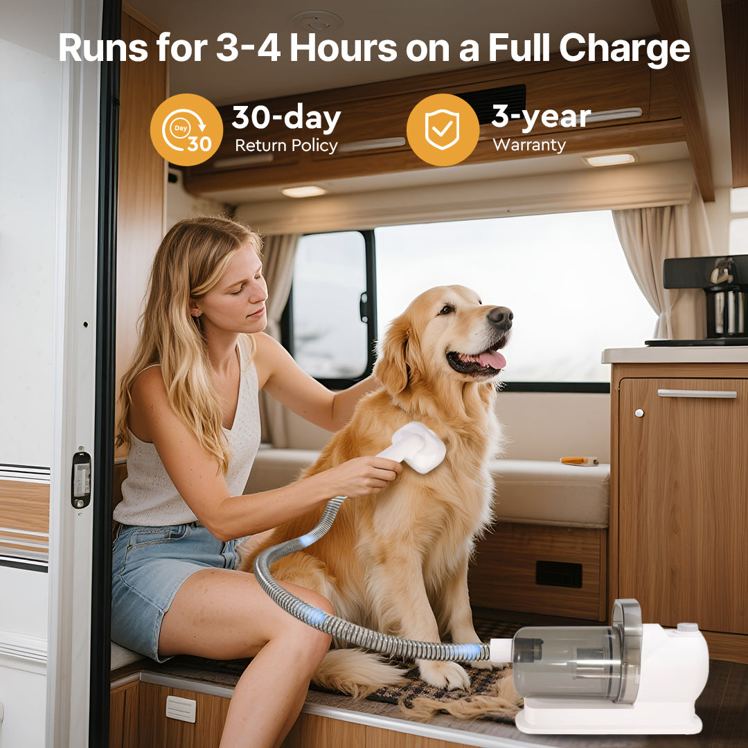 Vacuum Grooming Set for Pets with Silent Suction Feature