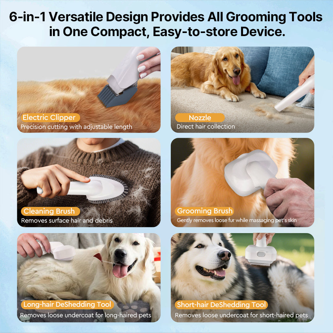 Vacuum Grooming Set for Pets with Silent Suction Feature