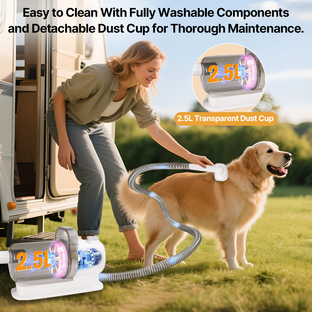 Vacuum Grooming Set for Pets with Silent Suction Feature