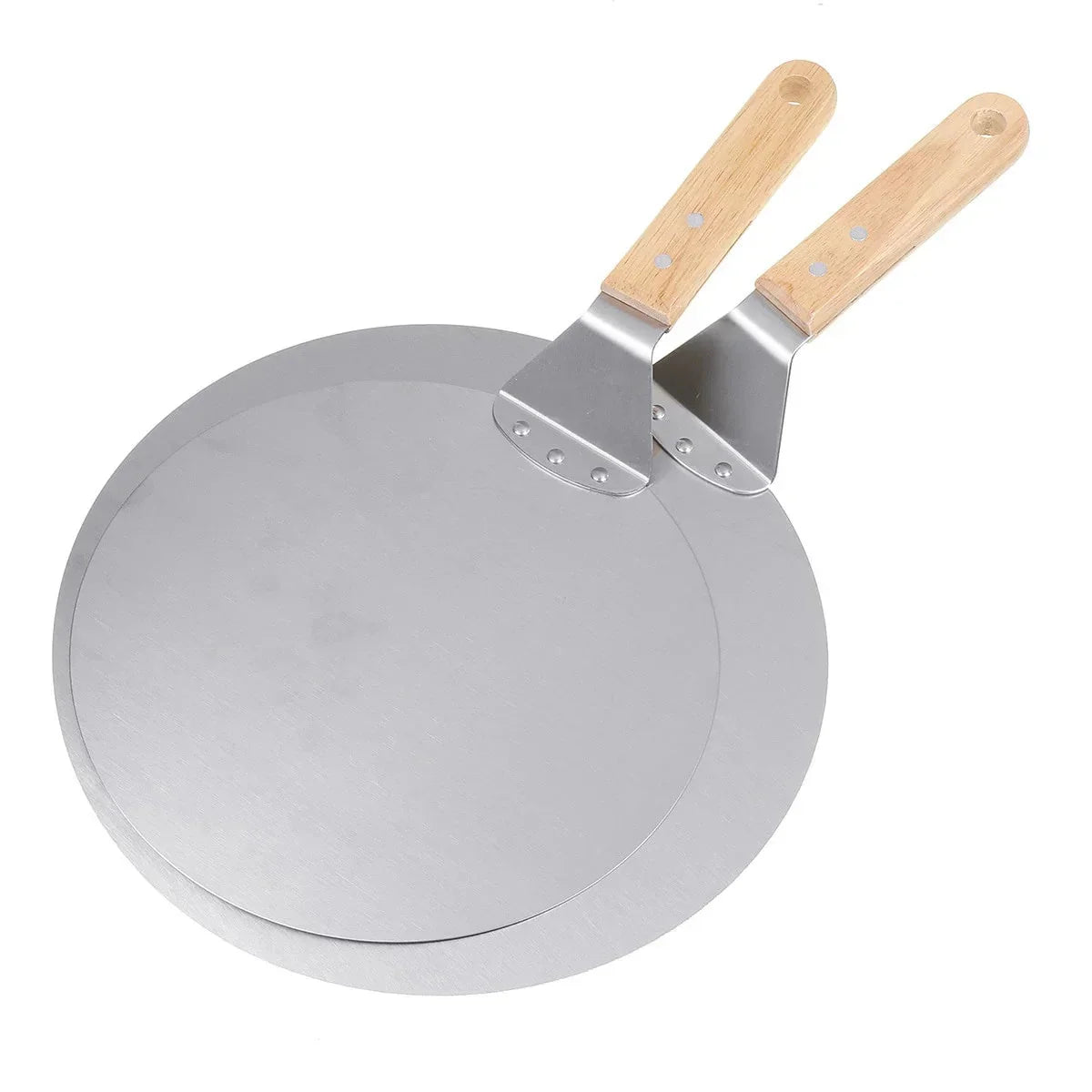 Stainless Steel Pizza Shovel with Wooden Handle – Round