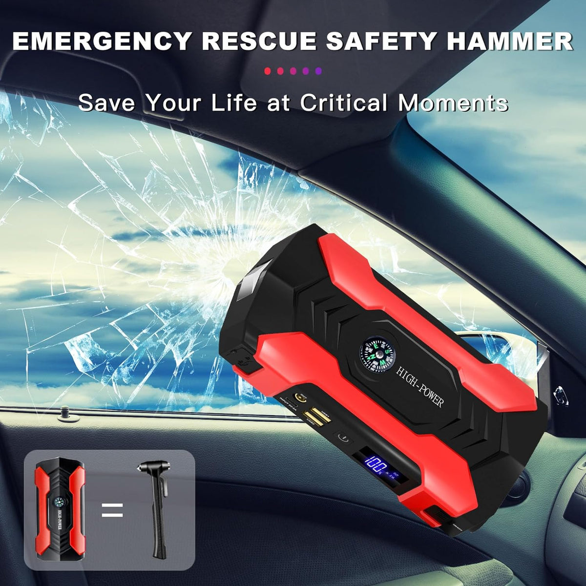 1200A Jump Starter for Cars with Power Bank and LED Flashlight