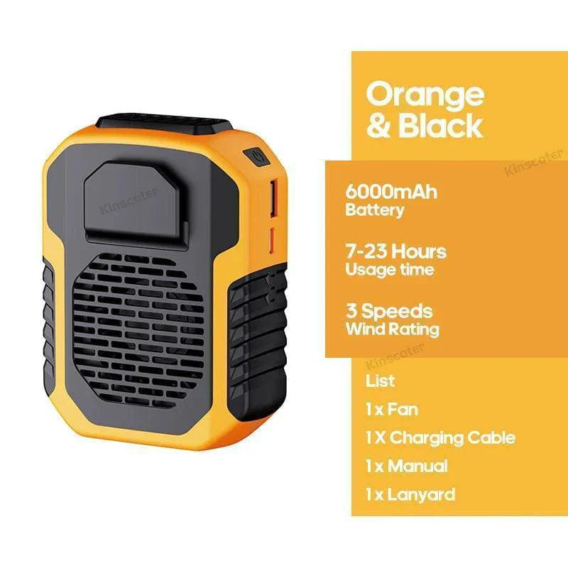 Rechargeable Fan for Neck or Waist with 6000mAh Battery