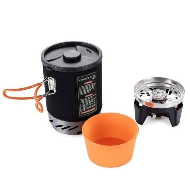 Camping Stove with Heat Exchanger and Cooking Pot System