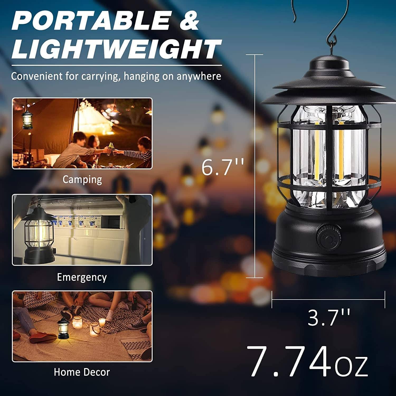 Rechargeable Lantern with Stepless Dimming Feature – Portable Design