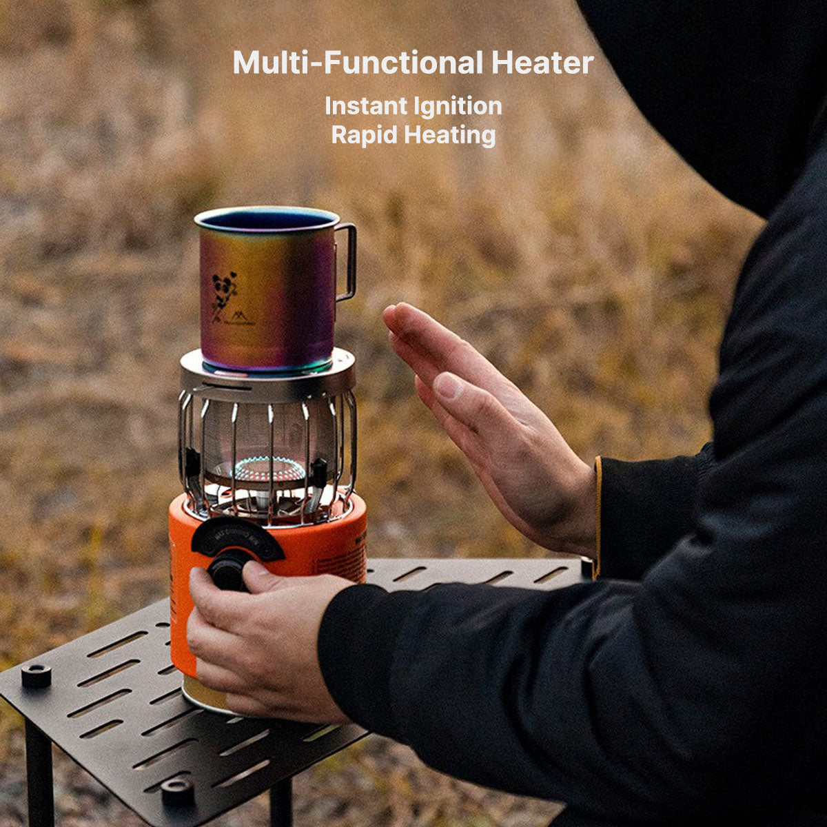 Compact Camping Heater and Cooking Stove for Outdoor Use