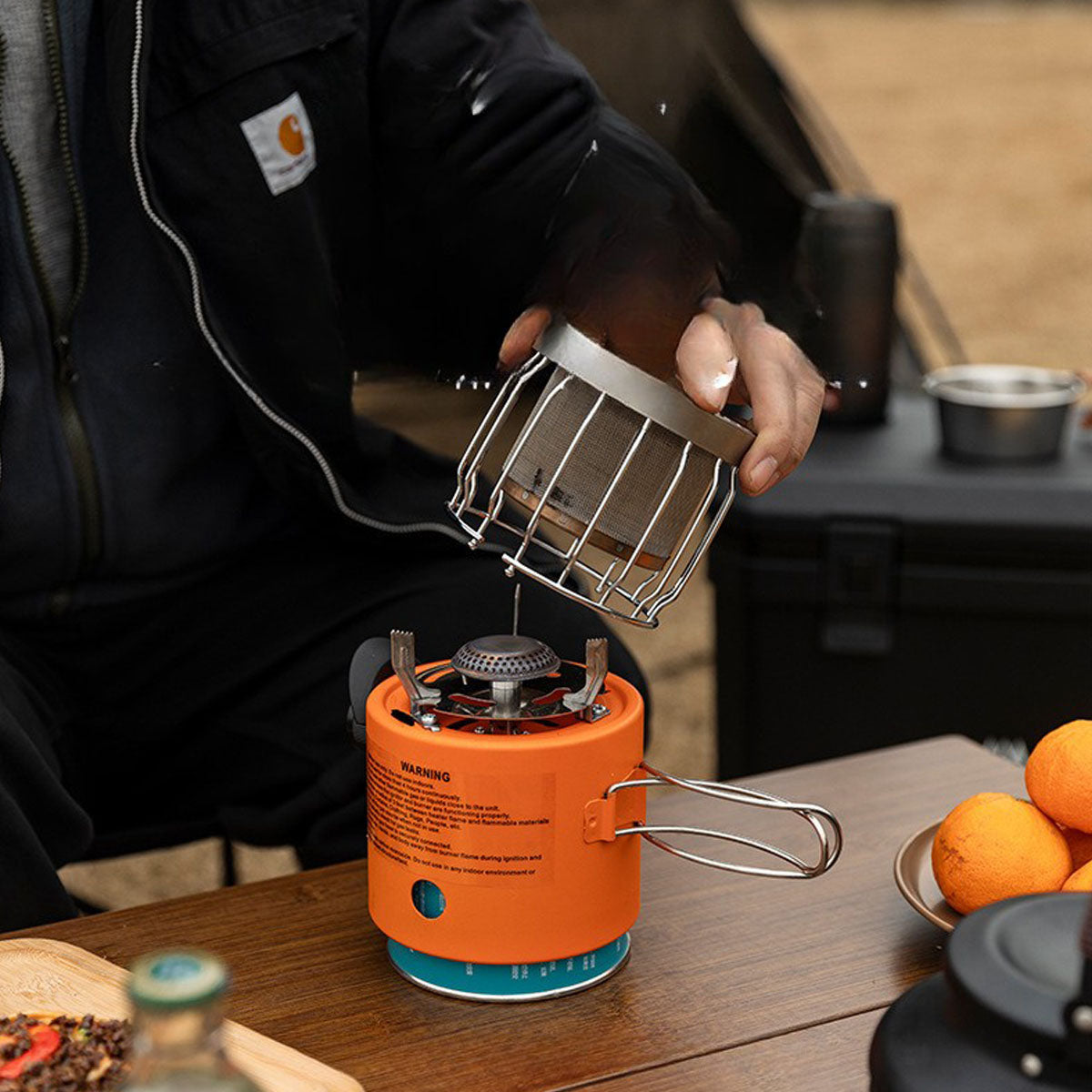 Compact Camping Heater and Cooking Stove for Outdoor Use