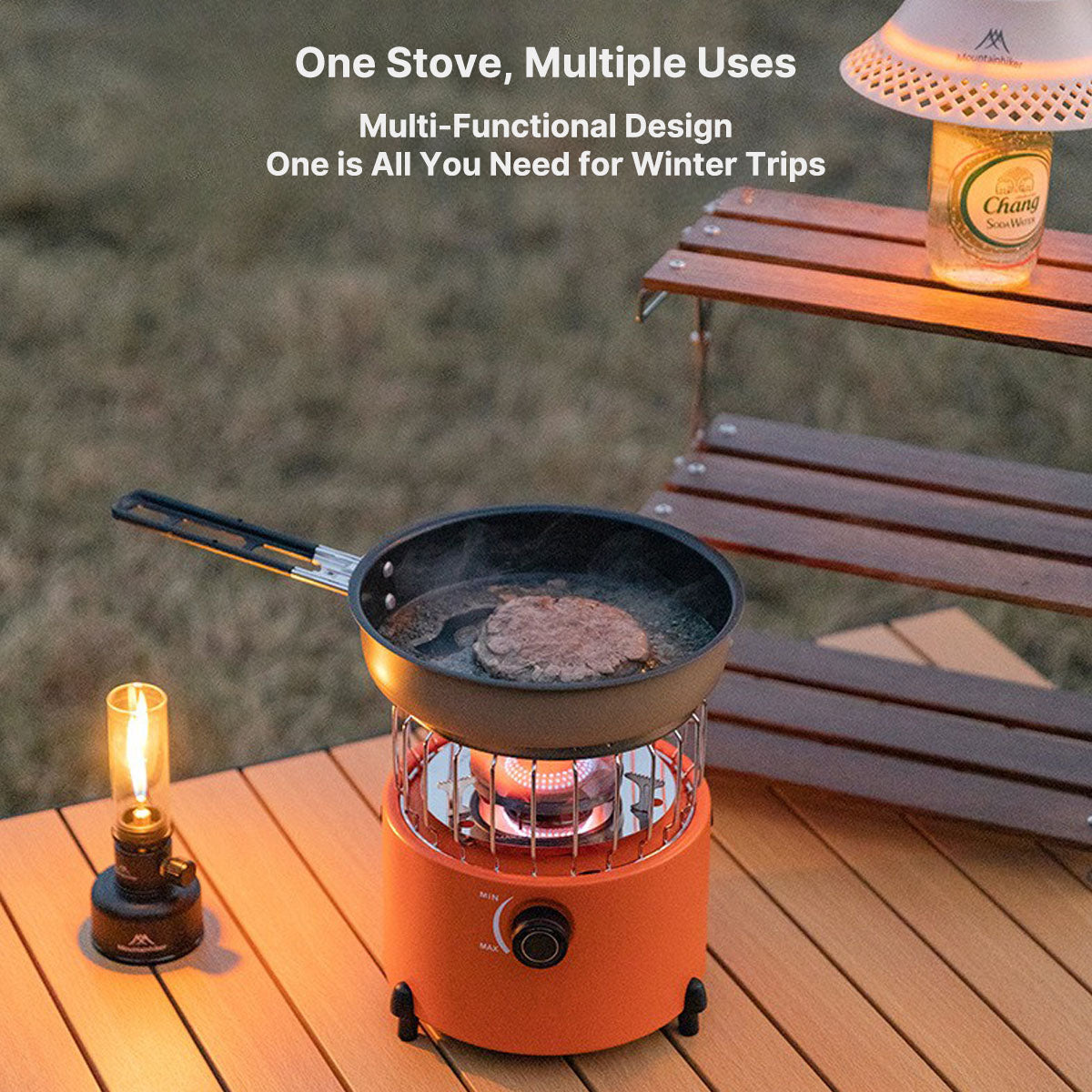Compact Camping Heater and Cooking Stove for Outdoor Use