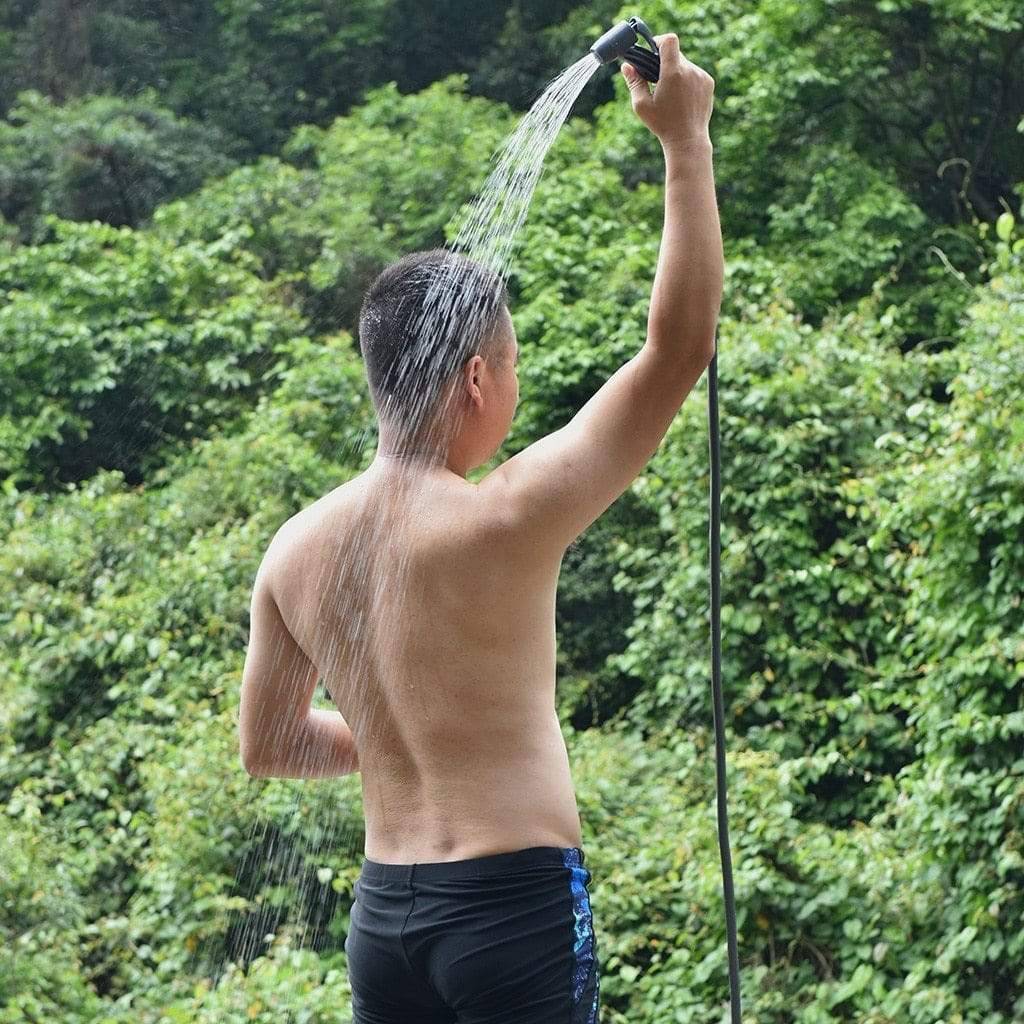 Foot Pump-Operated Shower for Camping and Outdoor Use