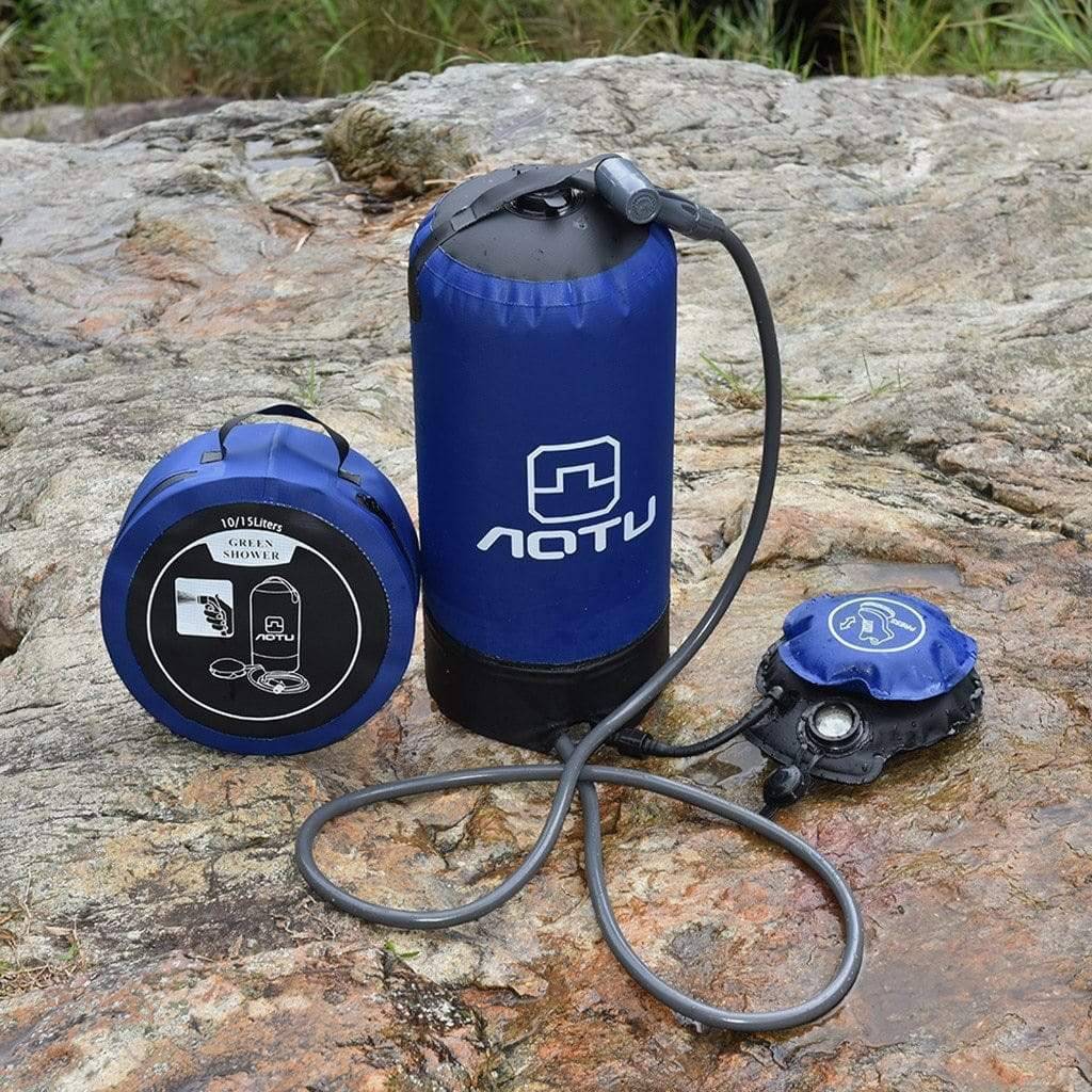 Foot Pump-Operated Shower for Camping and Outdoor Use