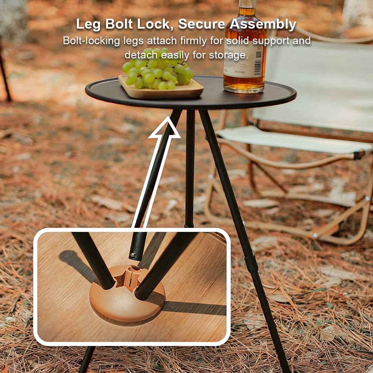 Round Camping Table with Mesh Storage – Portable Design