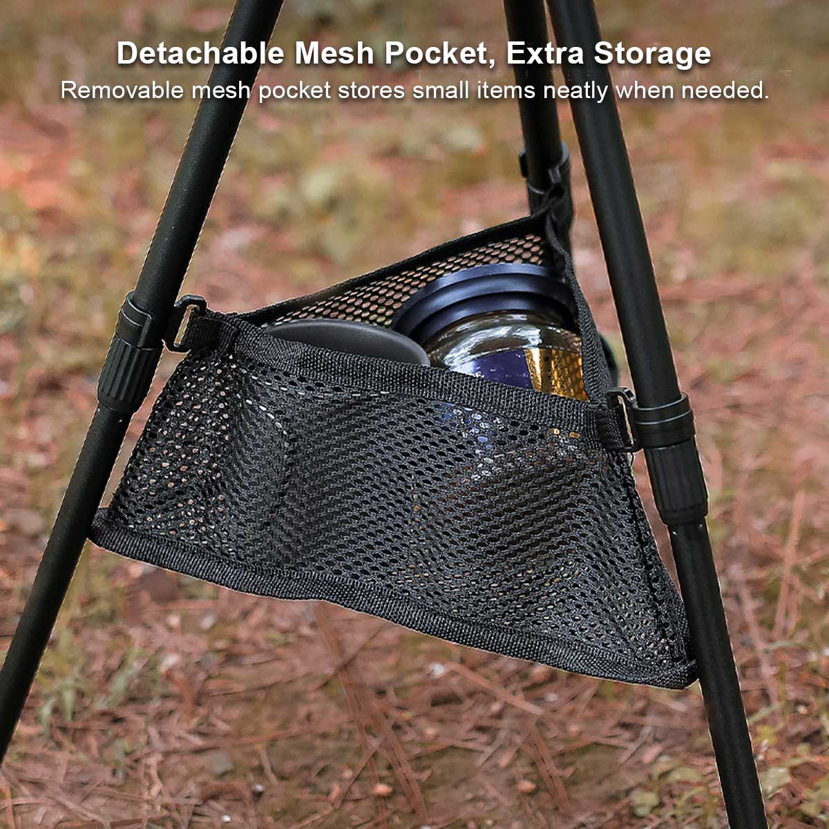 Round Camping Table with Mesh Storage – Portable Design