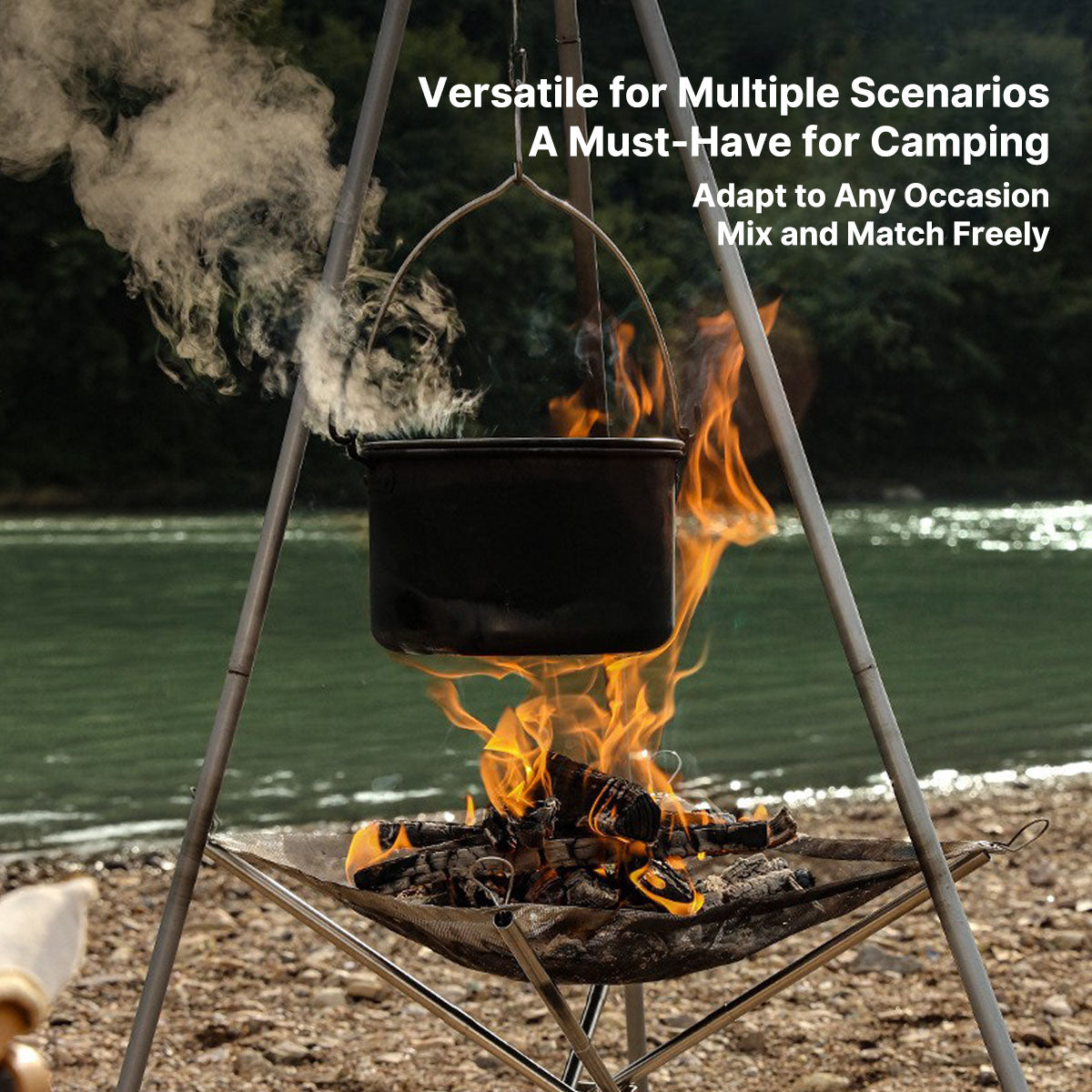 Camping Fire Pit with Grill Rack – Portable Stainless Steel Design