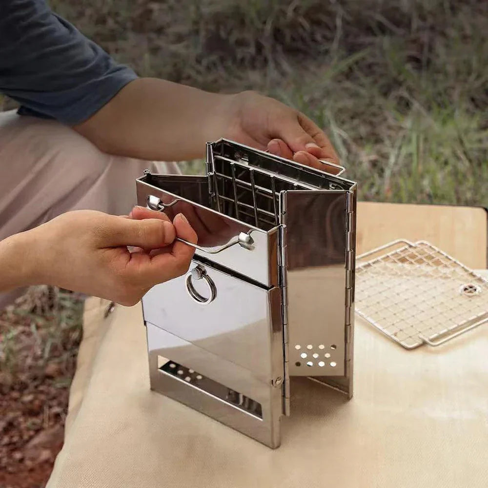 Folding Camping Stove for Wood Burning – Portable Stainless Steel Design