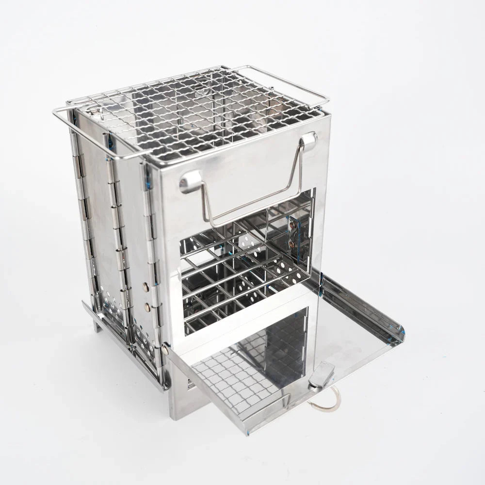 Folding Camping Stove for Wood Burning – Portable Stainless Steel Design