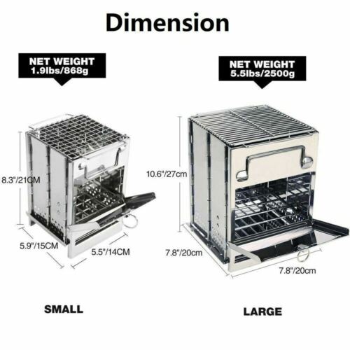 Camping Stove for Wood Burning - Portable Stainless Steel Design