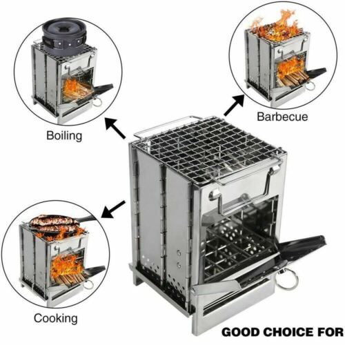 Camping Stove for Wood Burning - Portable Stainless Steel Design