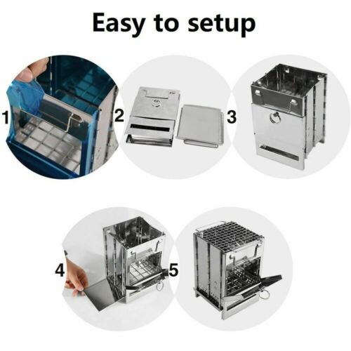 Camping Stove for Wood Burning - Portable Stainless Steel Design