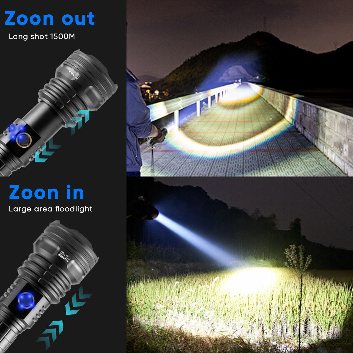 Rechargeable LED Torch for Outdoor Activities and Emergency Situations