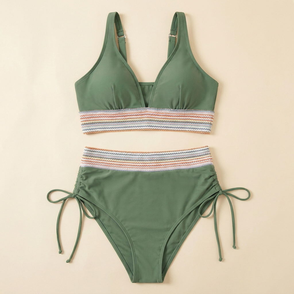 Mirabella™ – High-Waist Tummy-Sculpting Bikini with Ruched Side Cinch