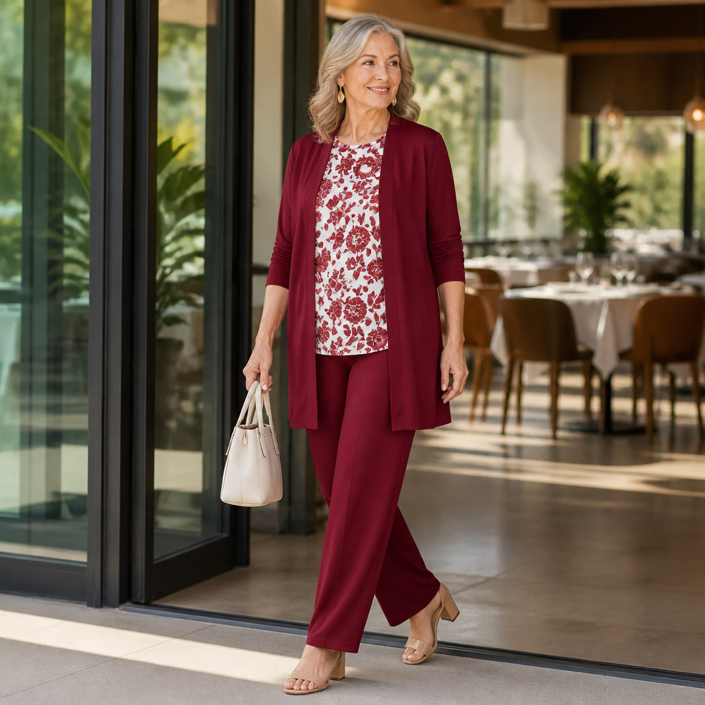 LioraLuxe™ – Elegant Open-Front 3-Piece Cardigan & Pant Set