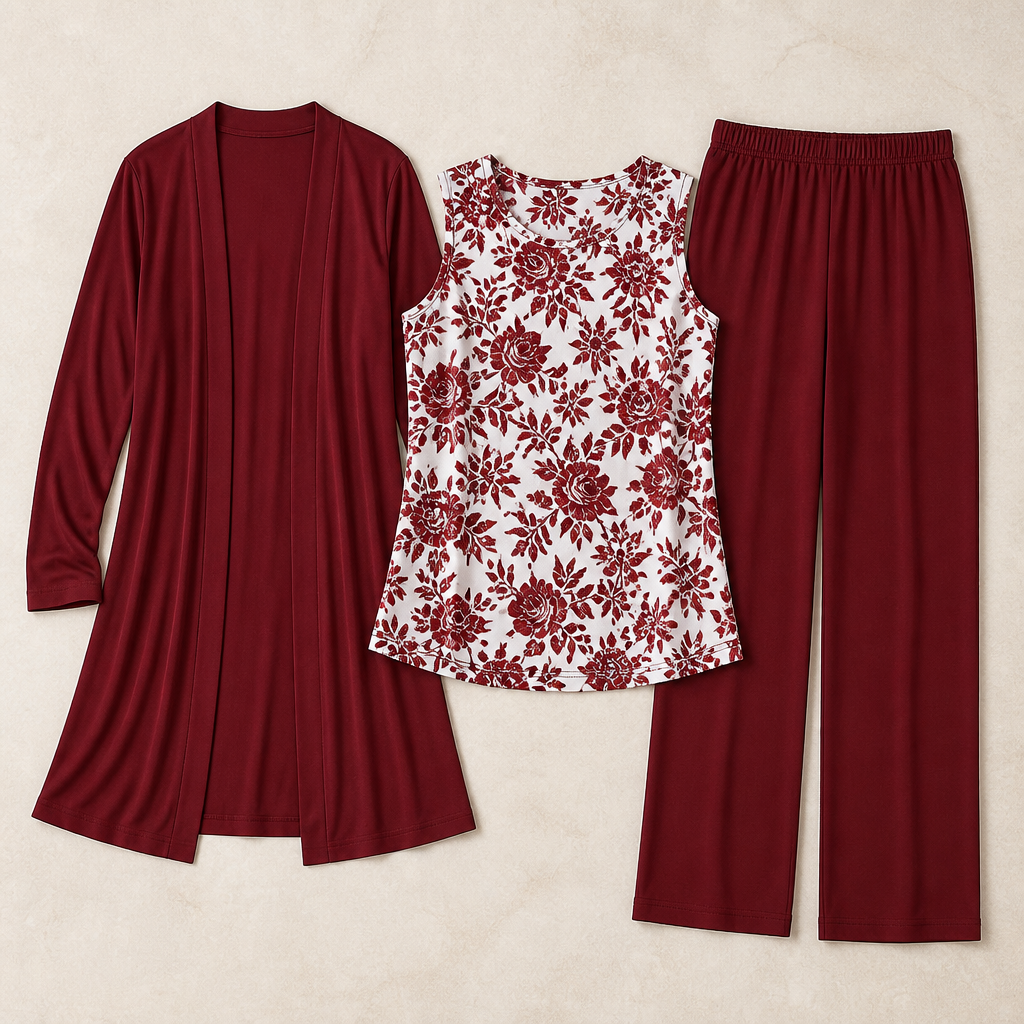 LioraLuxe™ – Elegant Open-Front 3-Piece Cardigan & Pant Set