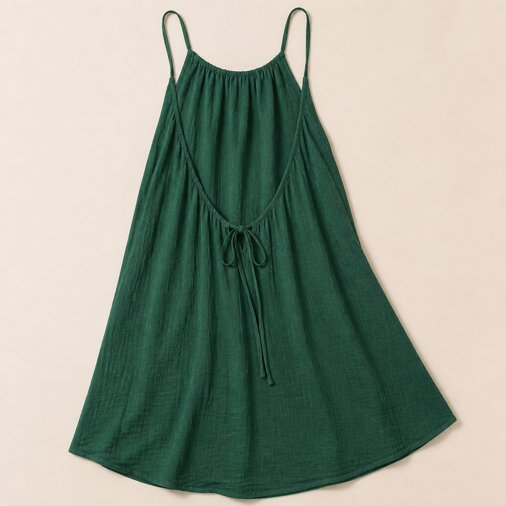 LunaVibe™ – Flowy Open-Back Cami Sundress with Adjustable Tie